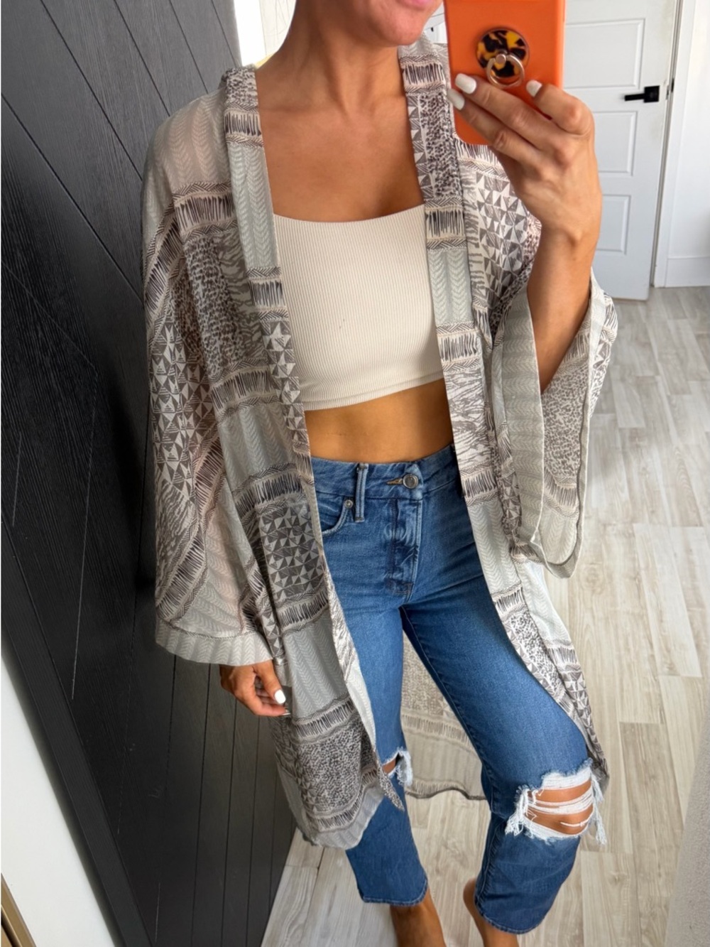REVOLVE Neutral Patterned Open-Front Kimono